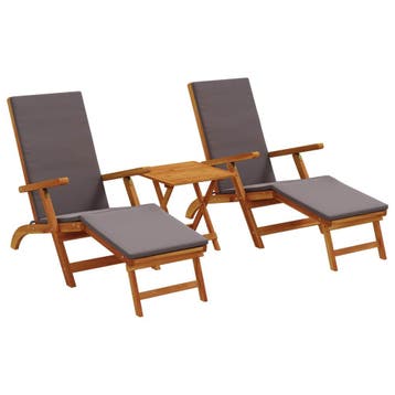 vidaXL Ligstoelkentingen en opvouwbare zonnebader 3 pcs, Verzenden, Nieuw