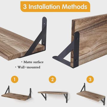 Set van 4 Rustieke Houten Zwevende Wandplanken - 3 Maten (29, Verzenden, Nieuw