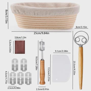 Brood Bakset: Banneton Oval 25cm met Broodmes, Deegklopper &, Verzenden, Nieuw