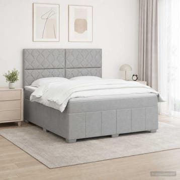vidaXL Boxspringbed met matras Lichtgrijs 140 x 190 cm Stof, Verzenden, Nieuw, Tweepersoons