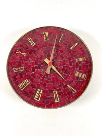 wandklok - Mid-century modern Messing, Keramiek, Metaal -, Antiek en Kunst