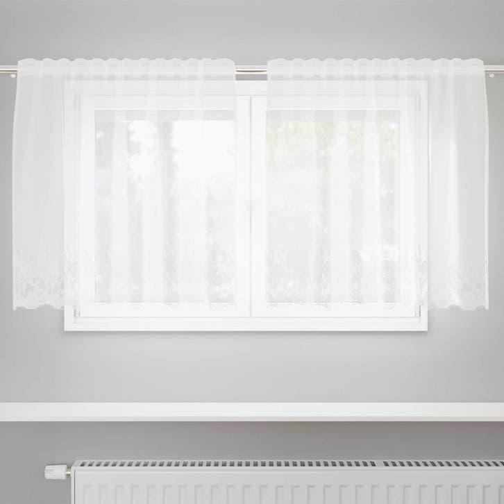 vidaXL Kantgordijn Wit 100 x 150 cm Polyester, Huis en Inrichting, Stoffering | Gordijnen en Lamellen, Wit, Nieuw, Verzenden