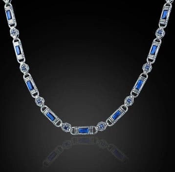 Zonder minimumprijs - Ketting Zilver - Saffierstenen ketting