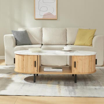 Salontafel Tvedestrand 120x55x40 cm marmer wit en naturel [e, Verzenden, Nieuw