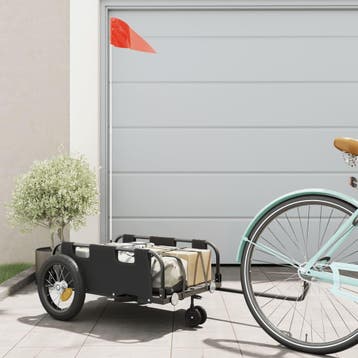 vidaXL Fietstrailer oxford stof en ijzer zwart, Verzenden, Nieuw