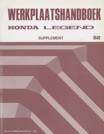 1992 Honda Legend Werkplaatshandboek Supplement, Verzenden