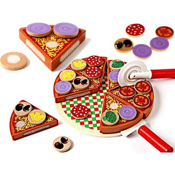 Pizza houten speelset met accessoires - pizza speelgoed -, Ophalen of Verzenden, Nieuw