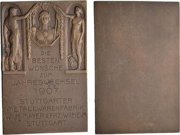 Bronze-plakette 1907 medaille der Praegeanstalt Mayer en..., Verzenden