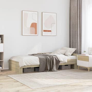 vidaXL Bedframe zonder matras hout sonoma eikenkleurig, 90 cm, Eenpersoons, Bruin, Verzenden
