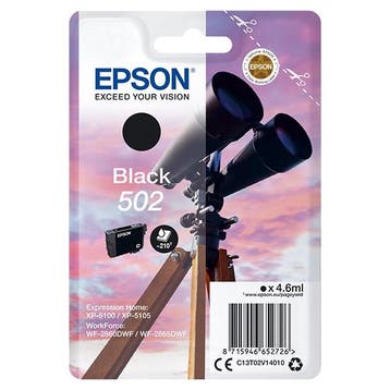 Epson 502 (T02V1) inktcartridge zwart (origineel), Verzenden, Nieuw, Cartridge, Epson