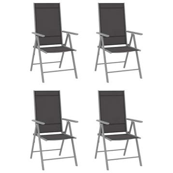 vidaXL Klapstoelen 4 stuks Textilene Zwart, Tuin en Terras, Verzenden, Nieuw, Aluminium