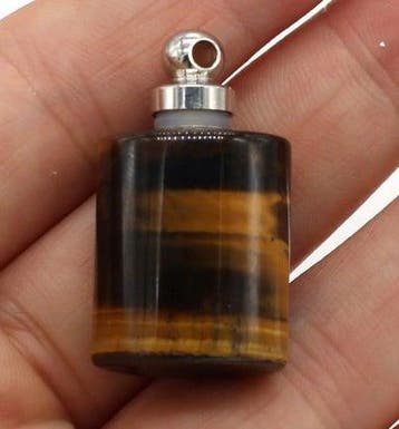 Gedenk hanger mini urn van edelsteen Tijger oog (Bedels), Ophalen of Verzenden, Nieuw, Kraal