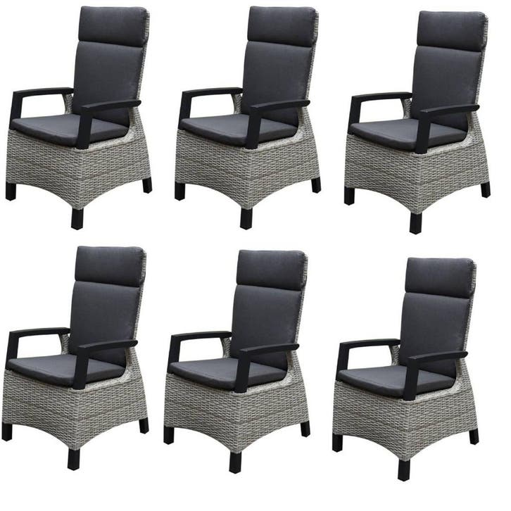 Tunis dining tuinstoel verstelbaar grijs set van 6, Tuin en Terras, Tuinstoelen, Nieuw, Ophalen of Verzenden