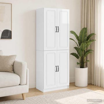vidaXL Kastenset 2 st Hoogglans Wit Bewerkt hout, Minder dan 50 cm, Verzenden, Nieuw, Minder dan 100 cm