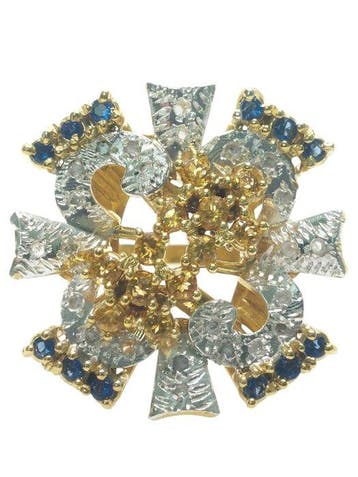 Zonder minimumprijs - Ring - 9 kt. Zilver, Geel goud Topaas, Nieuw