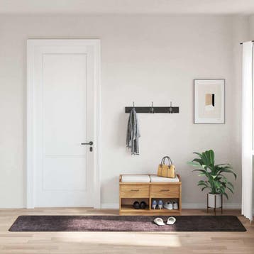 vidaXL Vloerkleed wasbaar 80x300 cm antracietkleurig, Verzenden, Nieuw