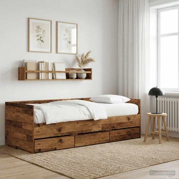 vidaXL Dagbed met lade met hoofdeinde met opslag Oud hout, Verzenden, Nieuw, Bruin, Hout