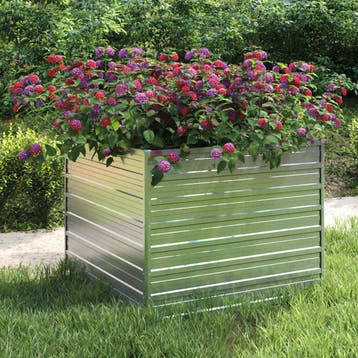 vidaXL Plantenbak verhoogd 100x100x77 cm gegalvaniseerd, 100 cm of meer, Verzenden, Nieuw, Metaal