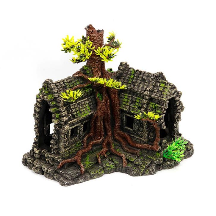 Oude ruïne met boom OS-155 - aquarium decoratie, Dieren en Toebehoren, Vissen | Aquaria en Toebehoren, Nieuw, Ophalen of Verzenden