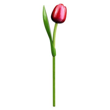 Houten tulp op steel 34 cm Red white, Ophalen of Verzenden, Nieuw