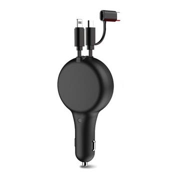 12v Adapter Zwart -Autolader Splitter Auto Micro USB USB-C L, Verzamelen, Overige Verzamelen, Verzenden, Nieuw