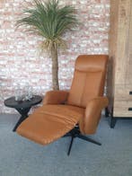 Relaxfauteuil Delden Microleder Cognac - Elektrisch + Accu, Huis en Inrichting, Fauteuils, Verzenden, Minder dan 75 cm, Nieuw