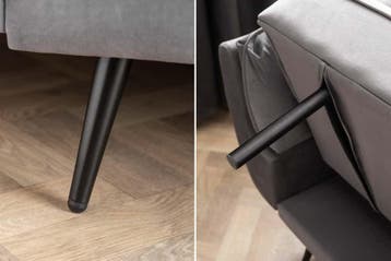 Retro slaapbank BOUTIQUE 215cm grijs fluwelen 3-zits met, Ophalen of Verzenden, Nieuw
