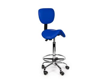 Zadelkruk Rugleuning Blauw - Hoog + Voetsteun, In hoogte verstelbaar, Nieuw, Kunststof