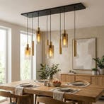 Moderne Hanglamp | Zwart | 3 x GU10 Gouden kokers, Huis en Inrichting, Lampen | Hanglampen, Nieuw, Ophalen of Verzenden, Modern