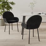 vidaXL Eetkamerstoelen 2 st fluweel zwart, Huis en Inrichting, Stoelen, Verzenden, Nieuw, Zwart