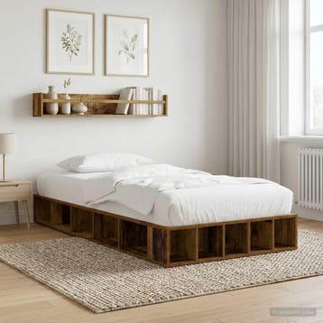vidaXL Bedframe met opslag met plank Oud hout 80 x 200 cm, Verzenden, Nieuw, Bruin, Hout