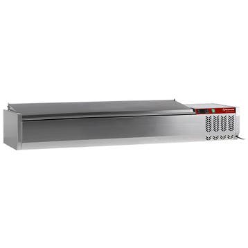 Gekoelde opzetvitrine 7 x GN1/3-150 mm, met R.V.S. deksel, Verzenden, Nieuw in verpakking, Koelen en Vriezen