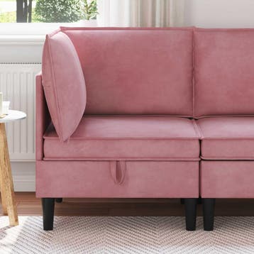 vidaXL Bank met opslag Roze Fluweel, Verzenden, Nieuw, Stof, Minder dan 150 cm