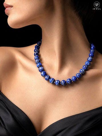 Natuurlijke lapis lazuli ketting - 925 sterlingzilver met