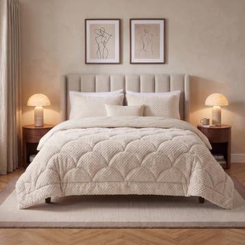 Lazy all-in-one dekbed Teddy fur - beige - 240 x 200 cm |, Verzenden, Nieuw, Beige