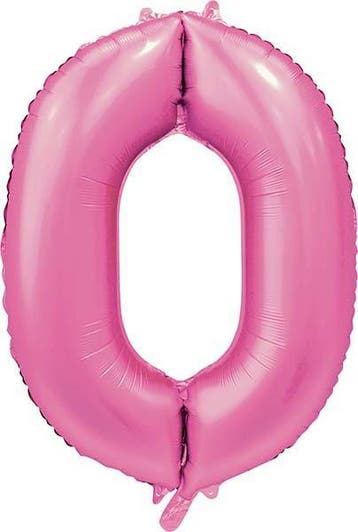 Folie Ballon Cijfer 0 Satin Roze 86 cm, Verzenden, Nieuw, Feestartikel, Verjaardag