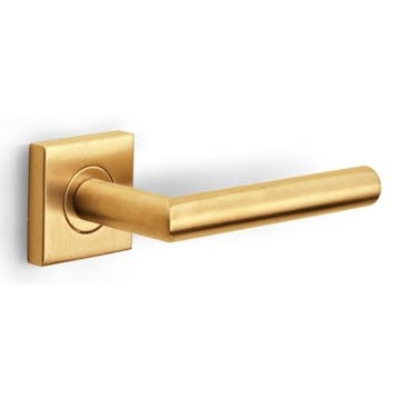 Deurklink BASICS LBII-19BSQR53 op geveerd rozet PVD mat goud, Verzenden, Nieuw