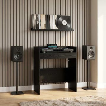 vidaXL DJ Tafel Zwart eiken 102 x 45 x 102 cm Bewerkt hout, Muziek en Instrumenten, Verzenden, Nieuw