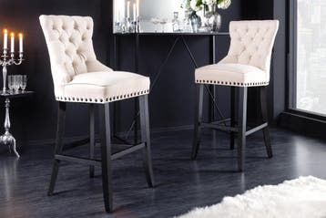 Design barkruk CASTLE beige zwart structuurstof met, Ophalen of Verzenden, Nieuw
