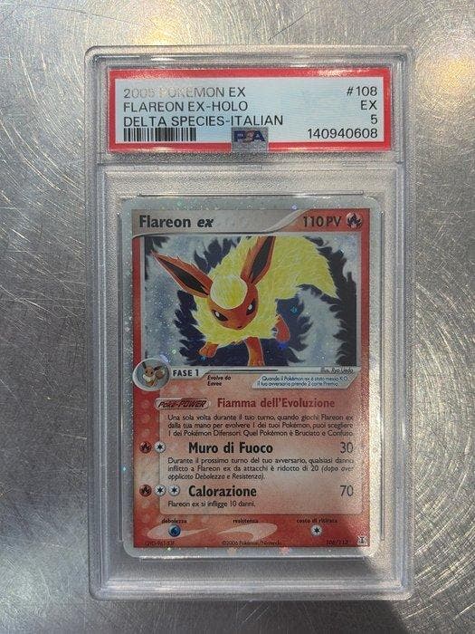 Pokémon - 1 Graded card - Flareon 108 Foil - PSA 5 - EX - EX, Hobby en Vrije tijd, Verzamelkaartspellen | Pokémon