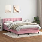 vidaXL Boxspring met matras fluweel roze 160x220 cm, Huis en Inrichting, Slaapkamer | Bedden, Verzenden, Nieuw, Stof