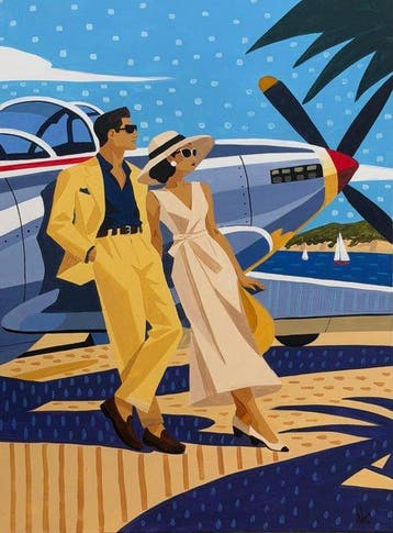 Adri Q 120 x 90 cm - El Piloto, la Dama y su P-51