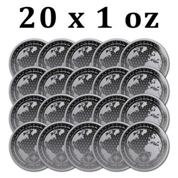 Tokelau. 5 Dollars 20 x 2021 1 oz $5 NZD Tokelau Silver
