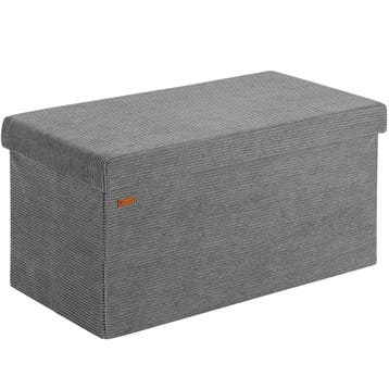 Opbergbank Antraciet Koord 76x38x38cm MDF opvouwbaar, Huis en Inrichting, Complete inboedels, Verzenden