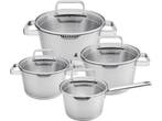 Sola - Pannenset - 4 kookpannen 18/10 edelstaal - Zilver (4, Huis en Inrichting, Keuken | Potten en Pannen, Verzenden, Zo goed als nieuw