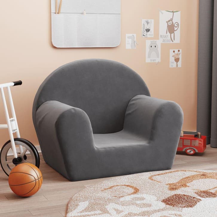 vidaXL Kinderbank zacht pluche antracietkleurig, Kinderen en Baby's, Kinderkamer | Overige Meubels, Nieuw, Verzenden