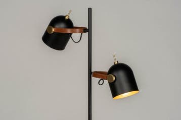 Rietveld Vloerlampen - Zwart, Goud - Metaal, Leer/Leder, Verzenden, Nieuw