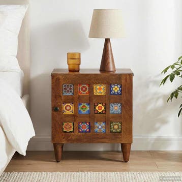 vidaXL Nachtkastje Bruin 40 x 33 x 46 cm Massief Mango Hout, Minder dan 45 cm, Verzenden, Nieuw, Minder dan 55 cm