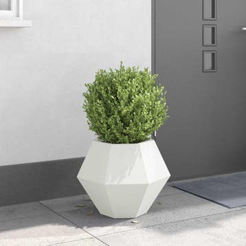 vidaXL Plantenbak Wit 50 x 50 x 40 cm Staal, Verzenden, Minder dan 60 cm, Nieuw, Metaal