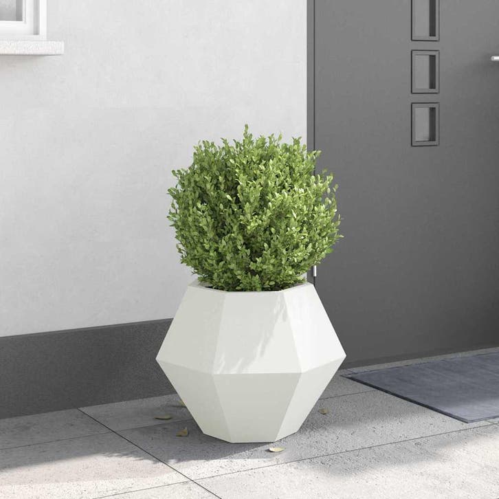 vidaXL Plantenbak Wit 50 x 50 x 40 cm Staal, Tuin en Terras, Bloembakken en Plantenbakken, Minder dan 60 cm, Nieuw, Metaal, 30 tot 60 cm